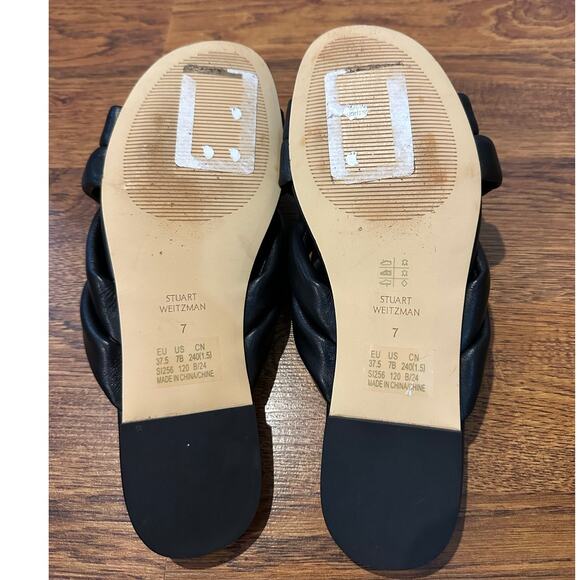 Stuart Weitzman Women's Crossover Leather Slide Black Size 7 NWOB Lux Footwear - Picture 8 of 10